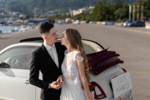 Luxury wedding limo in Toronto with decorated interior