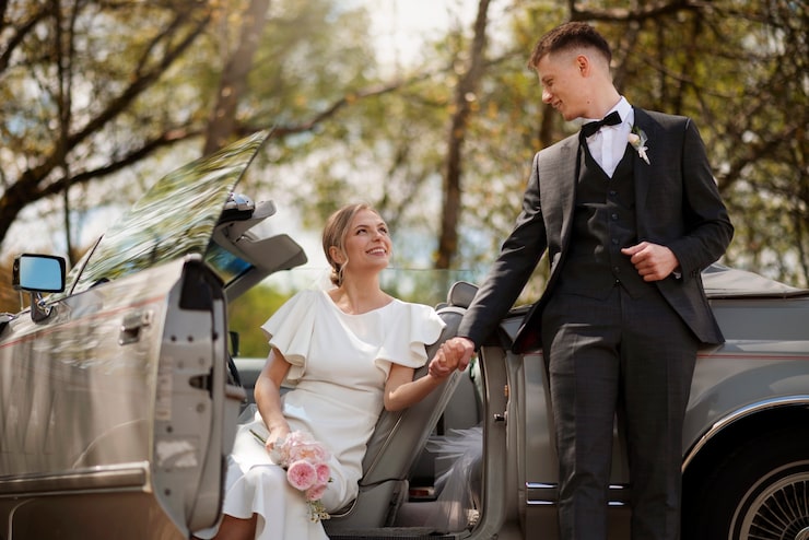 Toronto Bridal Limo Service – Luxury Wedding Limousine with Bride and Groom